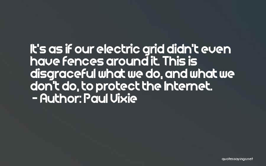 Paul Vixie Quotes: It's As If Our Electric Grid Didn't Even Have Fences Around It. This Is Disgraceful What We Do, And What