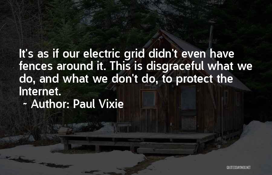 Paul Vixie Quotes: It's As If Our Electric Grid Didn't Even Have Fences Around It. This Is Disgraceful What We Do, And What