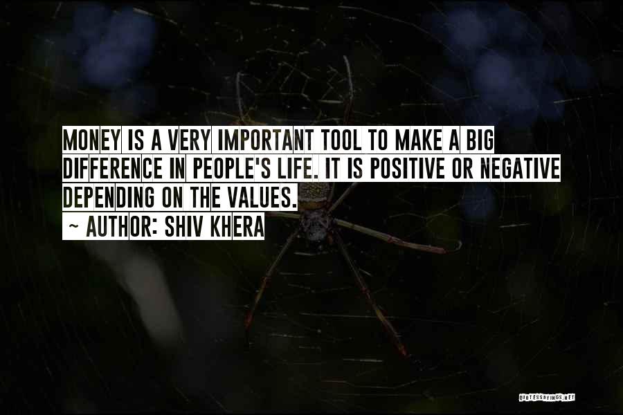 Shiv Khera Quotes: Money Is A Very Important Tool To Make A Big Difference In People's Life. It Is Positive Or Negative Depending