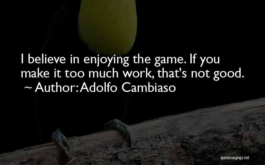 Adolfo Cambiaso Quotes: I Believe In Enjoying The Game. If You Make It Too Much Work, That's Not Good.