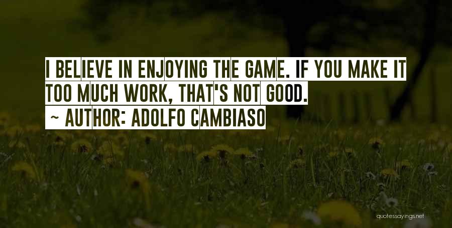 Adolfo Cambiaso Quotes: I Believe In Enjoying The Game. If You Make It Too Much Work, That's Not Good.