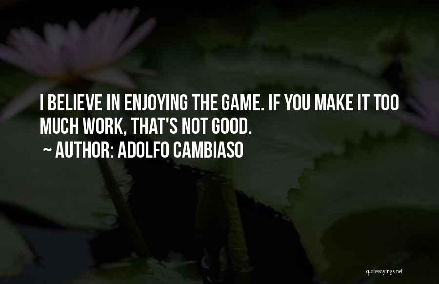 Adolfo Cambiaso Quotes: I Believe In Enjoying The Game. If You Make It Too Much Work, That's Not Good.