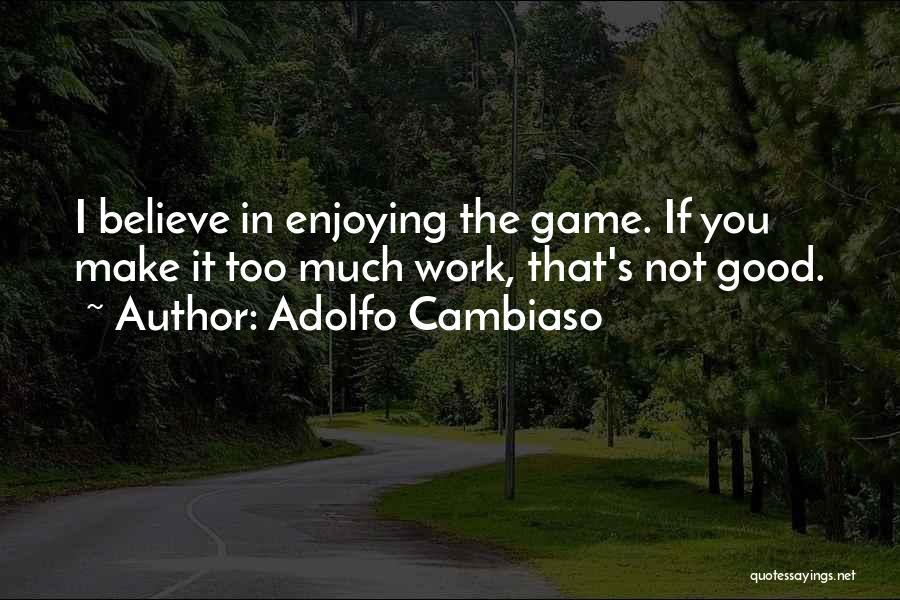 Adolfo Cambiaso Quotes: I Believe In Enjoying The Game. If You Make It Too Much Work, That's Not Good.