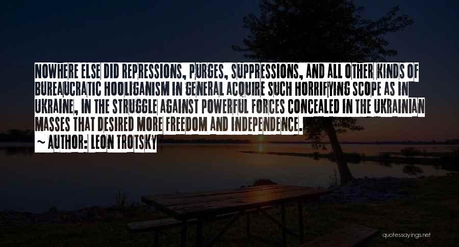 Leon Trotsky Quotes: Nowhere Else Did Repressions, Purges, Suppressions, And All Other Kinds Of Bureaucratic Hooliganism In General Acquire Such Horrifying Scope As