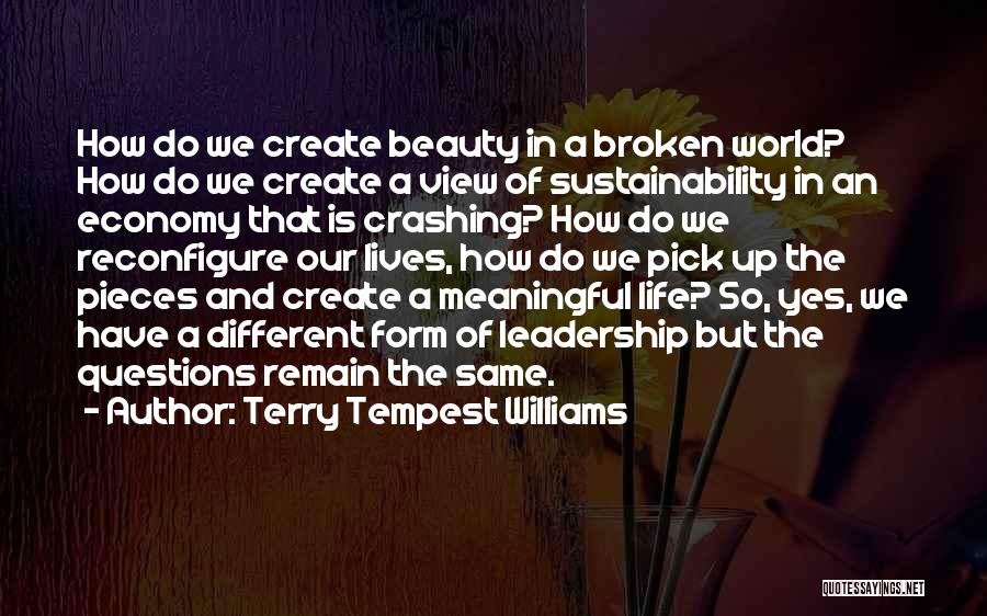 Terry Tempest Williams Quotes: How Do We Create Beauty In A Broken World? How Do We Create A View Of Sustainability In An Economy
