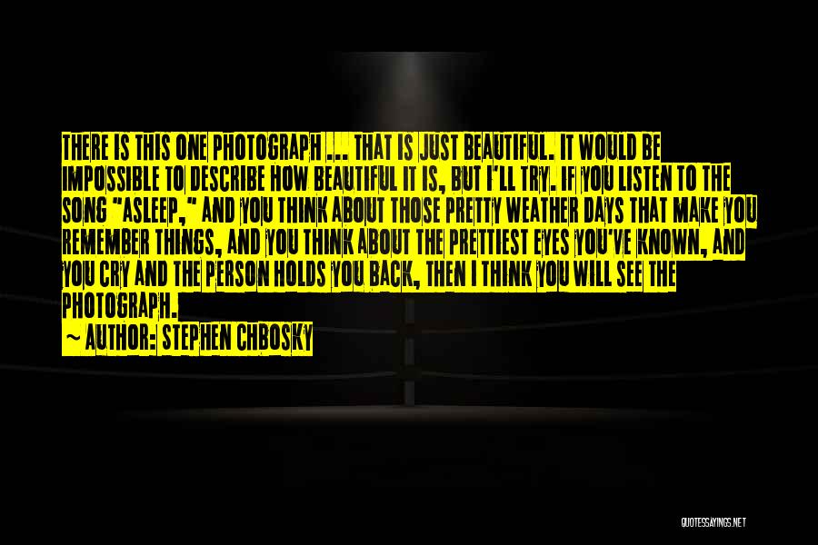 Stephen Chbosky Quotes: There Is This One Photograph ... That Is Just Beautiful. It Would Be Impossible To Describe How Beautiful It Is,