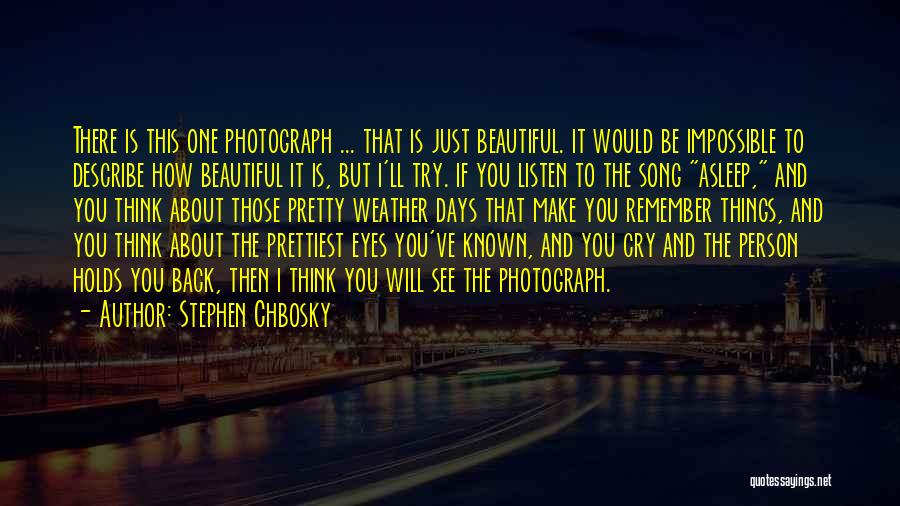 Stephen Chbosky Quotes: There Is This One Photograph ... That Is Just Beautiful. It Would Be Impossible To Describe How Beautiful It Is,