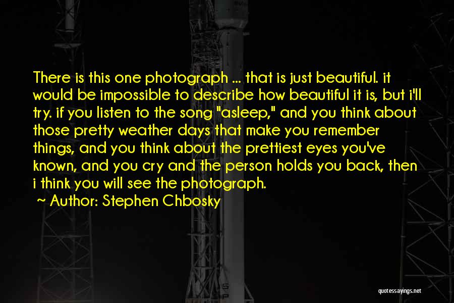 Stephen Chbosky Quotes: There Is This One Photograph ... That Is Just Beautiful. It Would Be Impossible To Describe How Beautiful It Is,