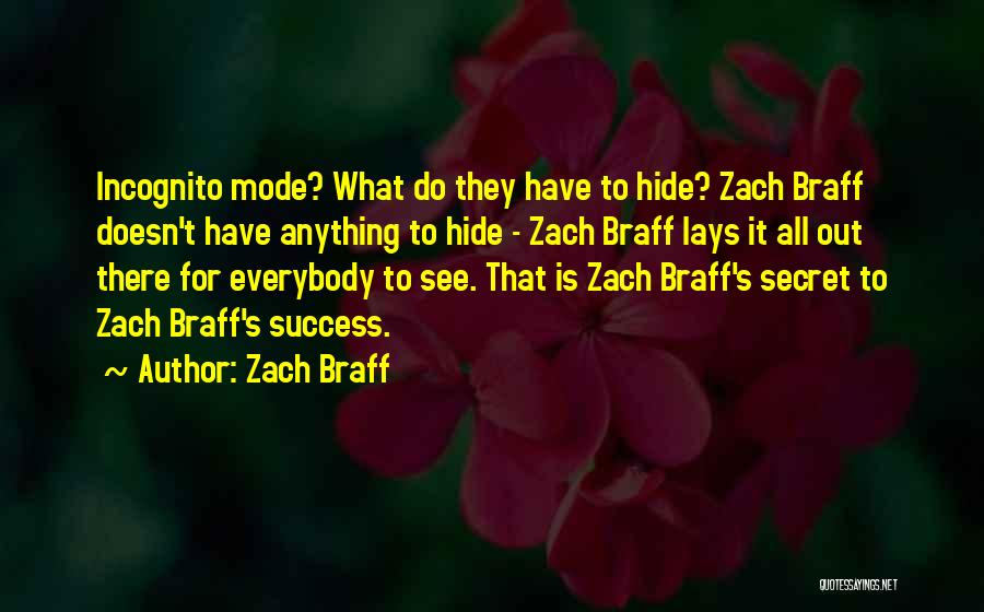Zach Braff Quotes: Incognito Mode? What Do They Have To Hide? Zach Braff Doesn't Have Anything To Hide - Zach Braff Lays It