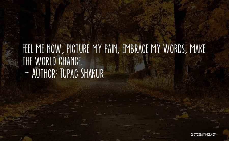 Tupac Shakur Quotes: Feel Me Now, Picture My Pain, Embrace My Words, Make The World Change.