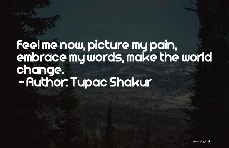 Tupac Shakur Quotes: Feel Me Now, Picture My Pain, Embrace My Words, Make The World Change.