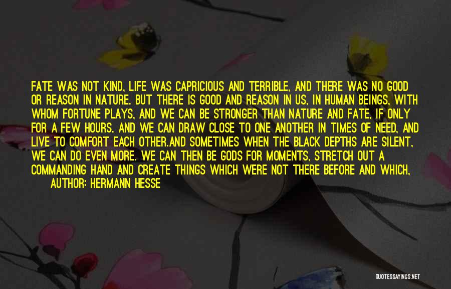 Hermann Hesse Quotes: Fate Was Not Kind, Life Was Capricious And Terrible, And There Was No Good Or Reason In Nature. But There