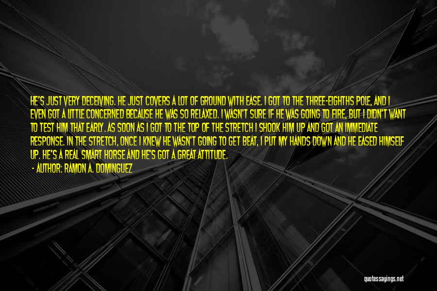 Ramon A. Dominguez Quotes: He's Just Very Deceiving. He Just Covers A Lot Of Ground With Ease. I Got To The Three-eighths Pole, And