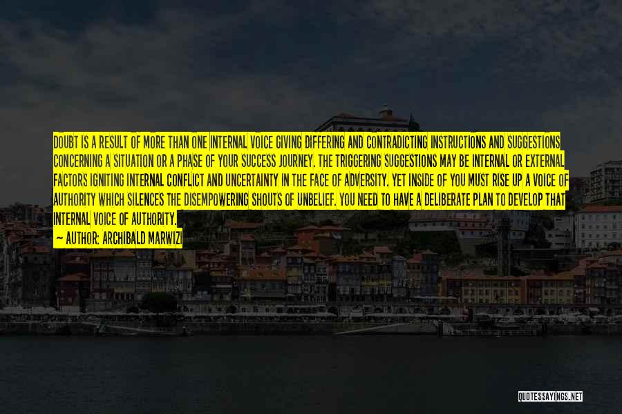 Archibald Marwizi Quotes: Doubt Is A Result Of More Than One Internal Voice Giving Differing And Contradicting Instructions And Suggestions Concerning A Situation