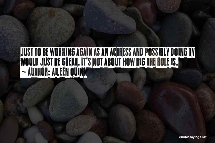 Aileen Quinn Quotes: Just To Be Working Again As An Actress And Possibly Doing Tv Would Just Be Great. It's Not About How