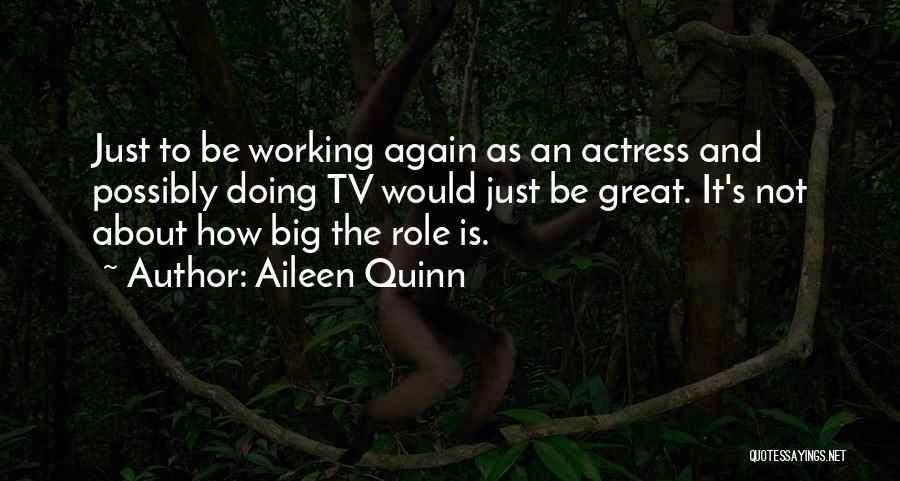 Aileen Quinn Quotes: Just To Be Working Again As An Actress And Possibly Doing Tv Would Just Be Great. It's Not About How