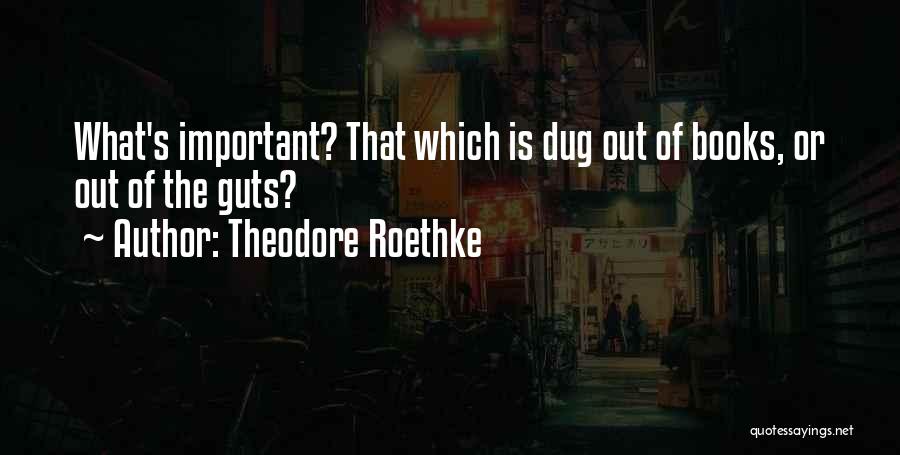 Theodore Roethke Quotes: What's Important? That Which Is Dug Out Of Books, Or Out Of The Guts?