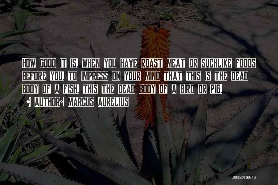 Marcus Aurelius Quotes: How Good It Is, When You Have Roast Meat Or Suchlike Foods Before You, To Impress On Your Mind That