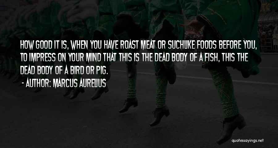 Marcus Aurelius Quotes: How Good It Is, When You Have Roast Meat Or Suchlike Foods Before You, To Impress On Your Mind That