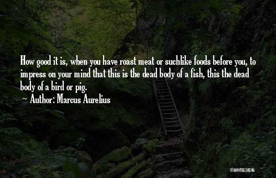 Marcus Aurelius Quotes: How Good It Is, When You Have Roast Meat Or Suchlike Foods Before You, To Impress On Your Mind That