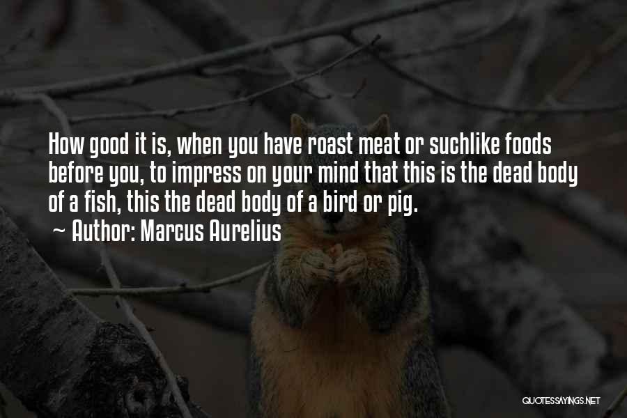 Marcus Aurelius Quotes: How Good It Is, When You Have Roast Meat Or Suchlike Foods Before You, To Impress On Your Mind That