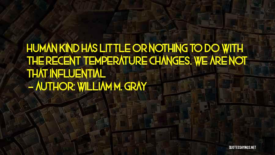 William M. Gray Quotes: Human Kind Has Little Or Nothing To Do With The Recent Temperature Changes. We Are Not That Influential