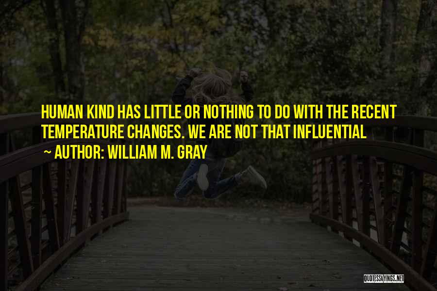 William M. Gray Quotes: Human Kind Has Little Or Nothing To Do With The Recent Temperature Changes. We Are Not That Influential