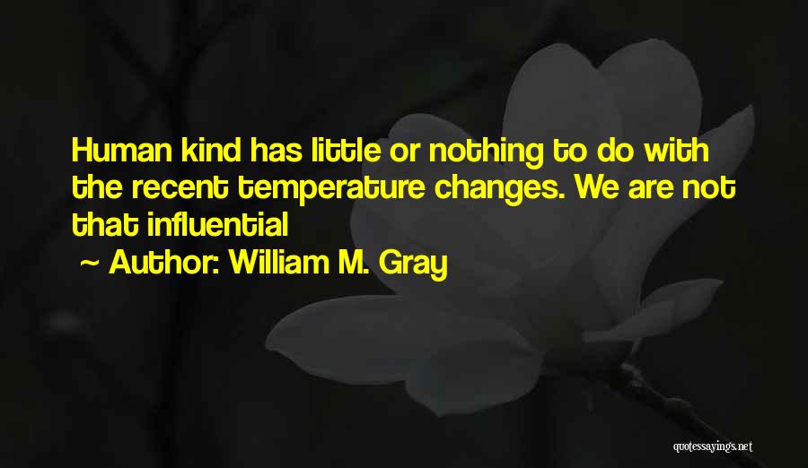 William M. Gray Quotes: Human Kind Has Little Or Nothing To Do With The Recent Temperature Changes. We Are Not That Influential