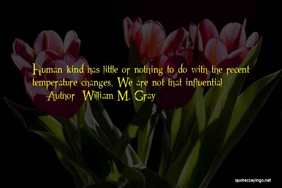 William M. Gray Quotes: Human Kind Has Little Or Nothing To Do With The Recent Temperature Changes. We Are Not That Influential