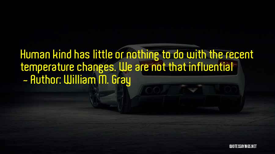 William M. Gray Quotes: Human Kind Has Little Or Nothing To Do With The Recent Temperature Changes. We Are Not That Influential
