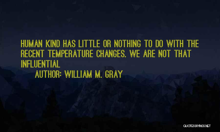 William M. Gray Quotes: Human Kind Has Little Or Nothing To Do With The Recent Temperature Changes. We Are Not That Influential