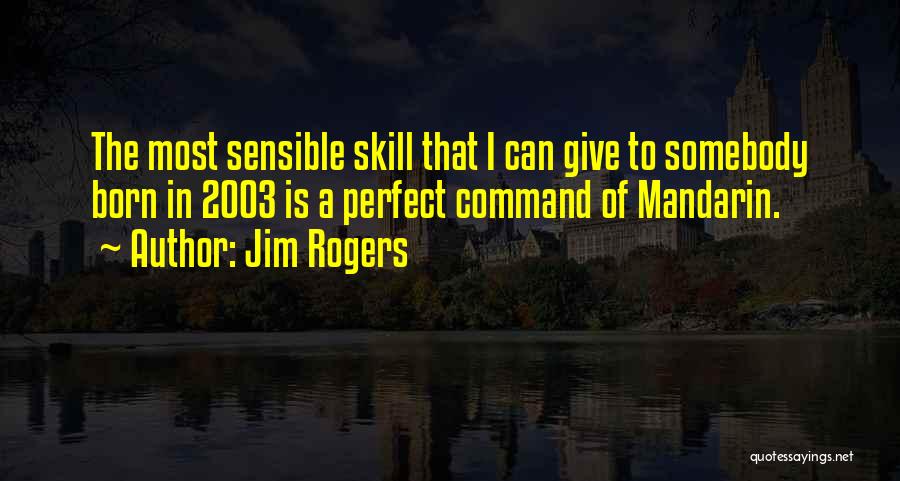 Jim Rogers Quotes: The Most Sensible Skill That I Can Give To Somebody Born In 2003 Is A Perfect Command Of Mandarin.