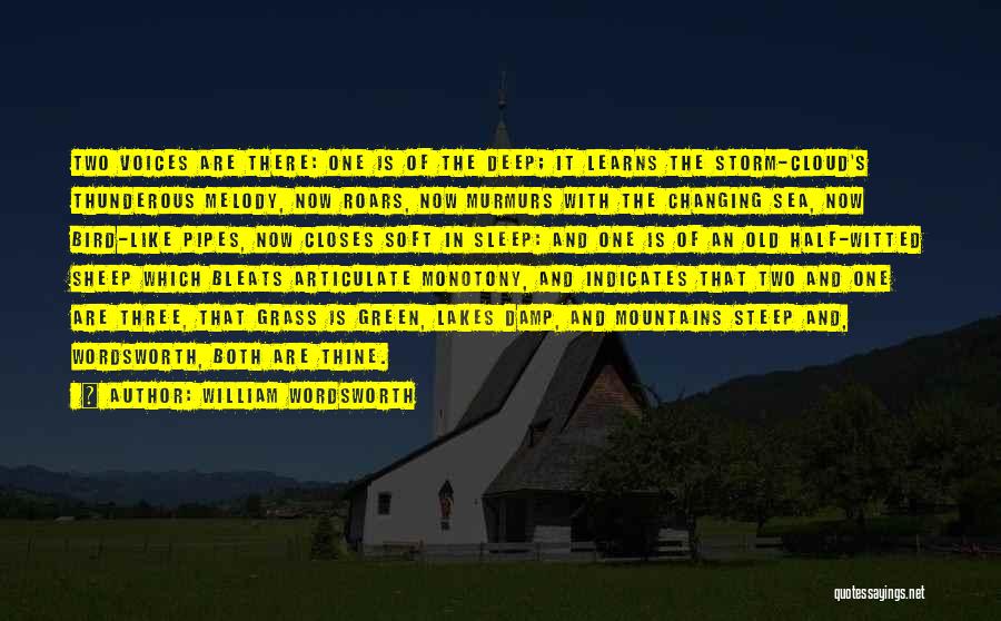 William Wordsworth Quotes: Two Voices Are There: One Is Of The Deep; It Learns The Storm-cloud's Thunderous Melody, Now Roars, Now Murmurs With