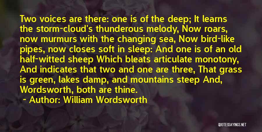 William Wordsworth Quotes: Two Voices Are There: One Is Of The Deep; It Learns The Storm-cloud's Thunderous Melody, Now Roars, Now Murmurs With