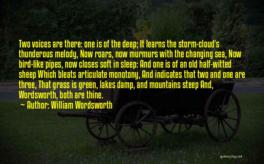 William Wordsworth Quotes: Two Voices Are There: One Is Of The Deep; It Learns The Storm-cloud's Thunderous Melody, Now Roars, Now Murmurs With