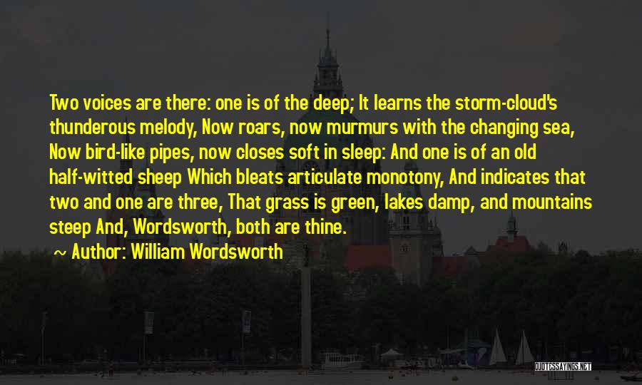 William Wordsworth Quotes: Two Voices Are There: One Is Of The Deep; It Learns The Storm-cloud's Thunderous Melody, Now Roars, Now Murmurs With