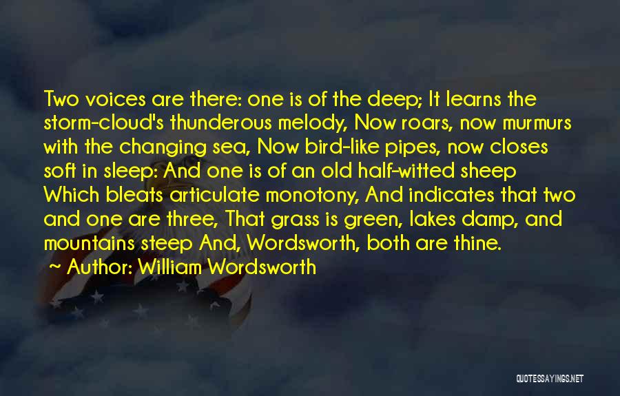 William Wordsworth Quotes: Two Voices Are There: One Is Of The Deep; It Learns The Storm-cloud's Thunderous Melody, Now Roars, Now Murmurs With