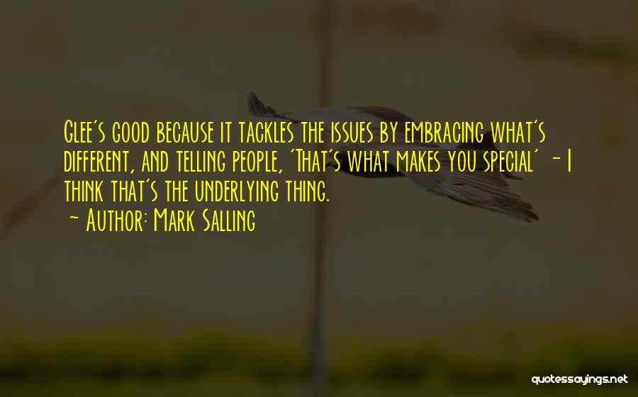 Mark Salling Quotes: Glee's Good Because It Tackles The Issues By Embracing What's Different, And Telling People, 'that's What Makes You Special' -