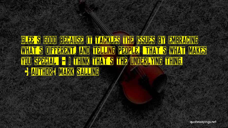 Mark Salling Quotes: Glee's Good Because It Tackles The Issues By Embracing What's Different, And Telling People, 'that's What Makes You Special' -