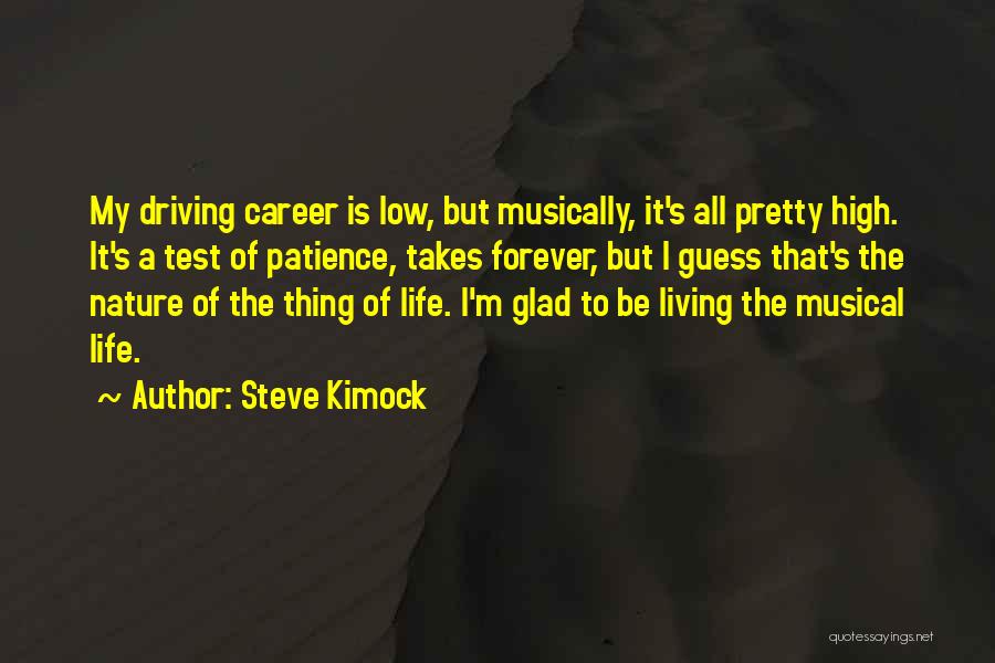 Steve Kimock Quotes: My Driving Career Is Low, But Musically, It's All Pretty High. It's A Test Of Patience, Takes Forever, But I