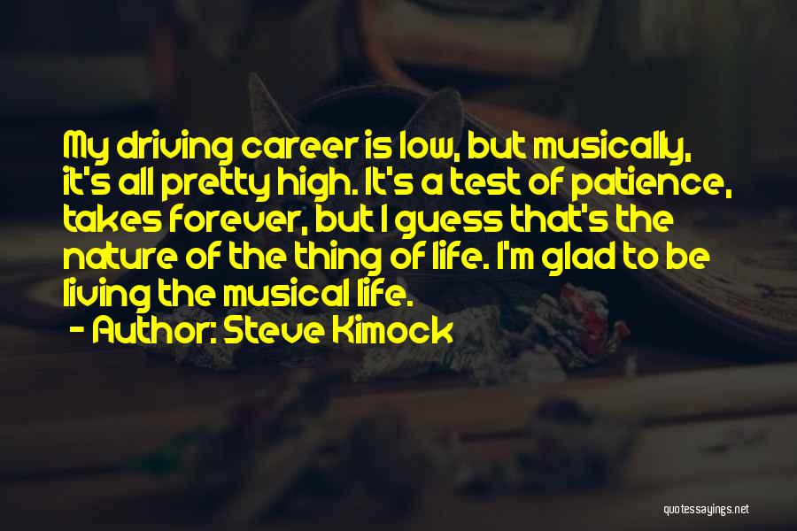 Steve Kimock Quotes: My Driving Career Is Low, But Musically, It's All Pretty High. It's A Test Of Patience, Takes Forever, But I