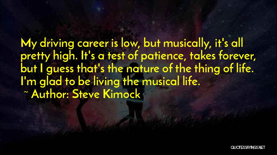 Steve Kimock Quotes: My Driving Career Is Low, But Musically, It's All Pretty High. It's A Test Of Patience, Takes Forever, But I