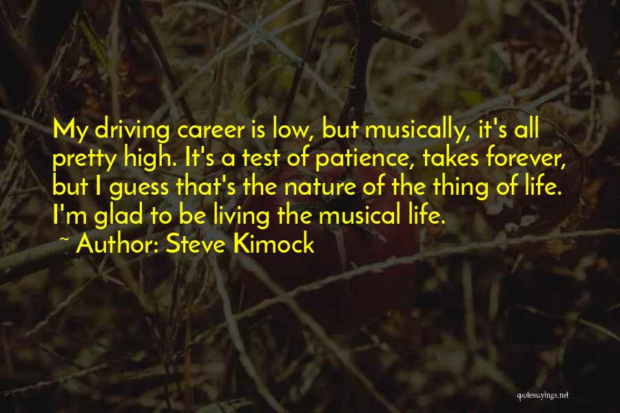 Steve Kimock Quotes: My Driving Career Is Low, But Musically, It's All Pretty High. It's A Test Of Patience, Takes Forever, But I
