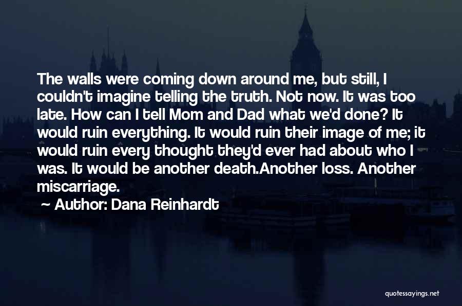 Dana Reinhardt Quotes: The Walls Were Coming Down Around Me, But Still, I Couldn't Imagine Telling The Truth. Not Now. It Was Too