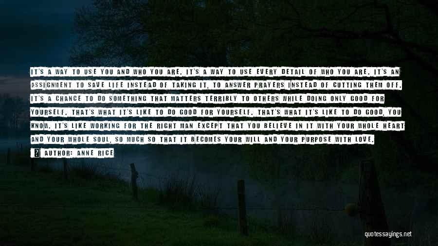 Anne Rice Quotes: It's A Way To Use You And Who You Are. It's A Way To Use Every Detail Of Who You