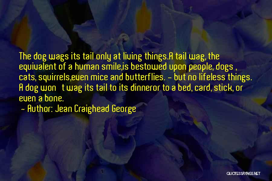 Jean Craighead George Quotes: The Dog Wags Its Tail Only At Living Things.a Tail Wag, The Equivalent Of A Human Smile,is Bestowed Upon People,