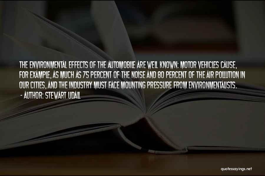 Stewart Udall Quotes: The Environmental Effects Of The Automobile Are Well Known: Motor Vehicles Cause, For Example, As Much As 75 Percent Of