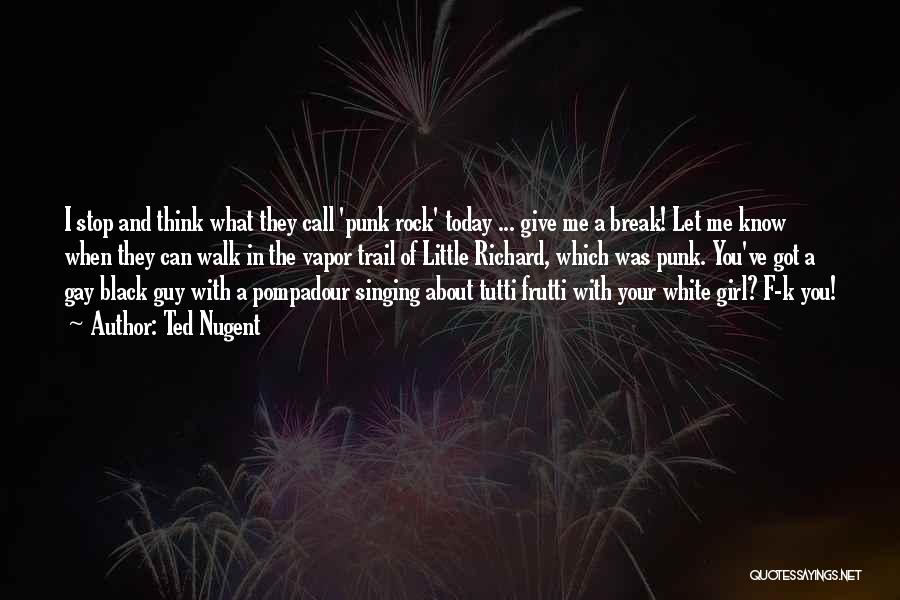 Ted Nugent Quotes: I Stop And Think What They Call 'punk Rock' Today ... Give Me A Break! Let Me Know When They