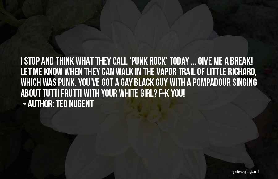 Ted Nugent Quotes: I Stop And Think What They Call 'punk Rock' Today ... Give Me A Break! Let Me Know When They