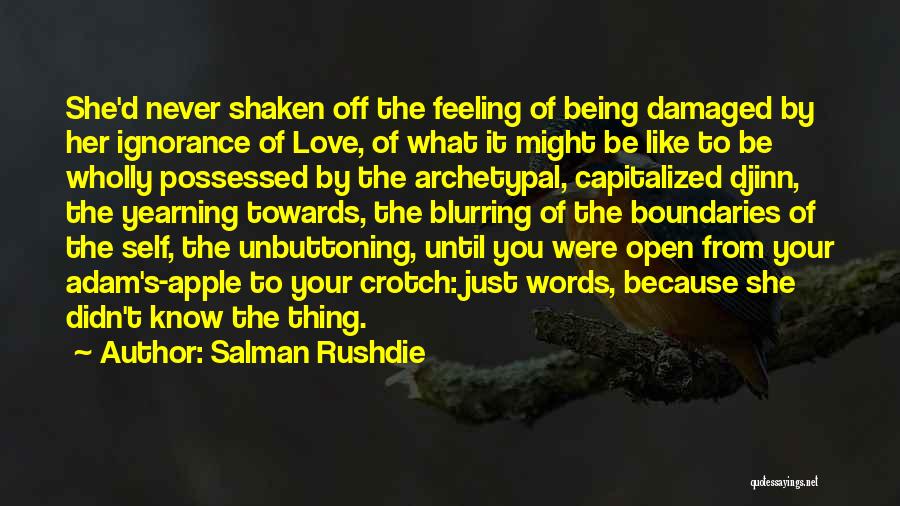 Salman Rushdie Quotes: She'd Never Shaken Off The Feeling Of Being Damaged By Her Ignorance Of Love, Of What It Might Be Like